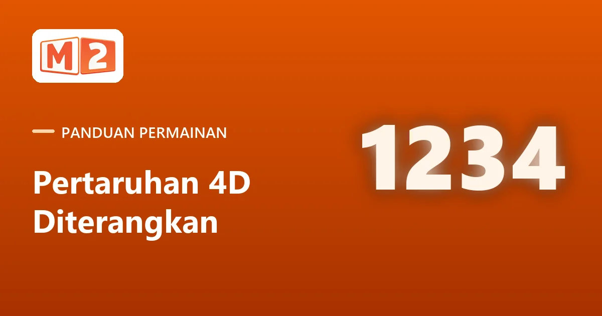 Kad panduan M2 dalam bahasa Melayu tentang jenis pertaruhan 4D, dengan nombor empat digit 1234